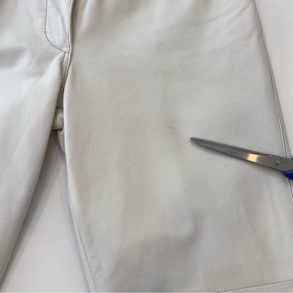Blink from DANIER leather pants jeans ecru white high waist straight leg size 6 - Picture 11 of 14